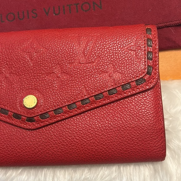 Authentic Louis Vuitton Empreinte Portefeuille Sarah Red/Black Leather Wallet - Picture 4 of 16